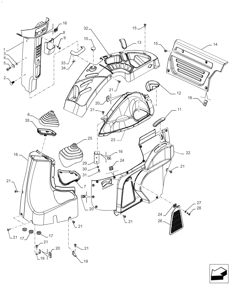 Схема запчастей Case IH FARMALL 140A - (90.160.BL[01]) - VAR - 391610, 390819, 334195, 391267, 429472, 429473 - CAB INTERIOR TRIM (90) - PLATFORM, CAB, BODYWORK AND DECALS