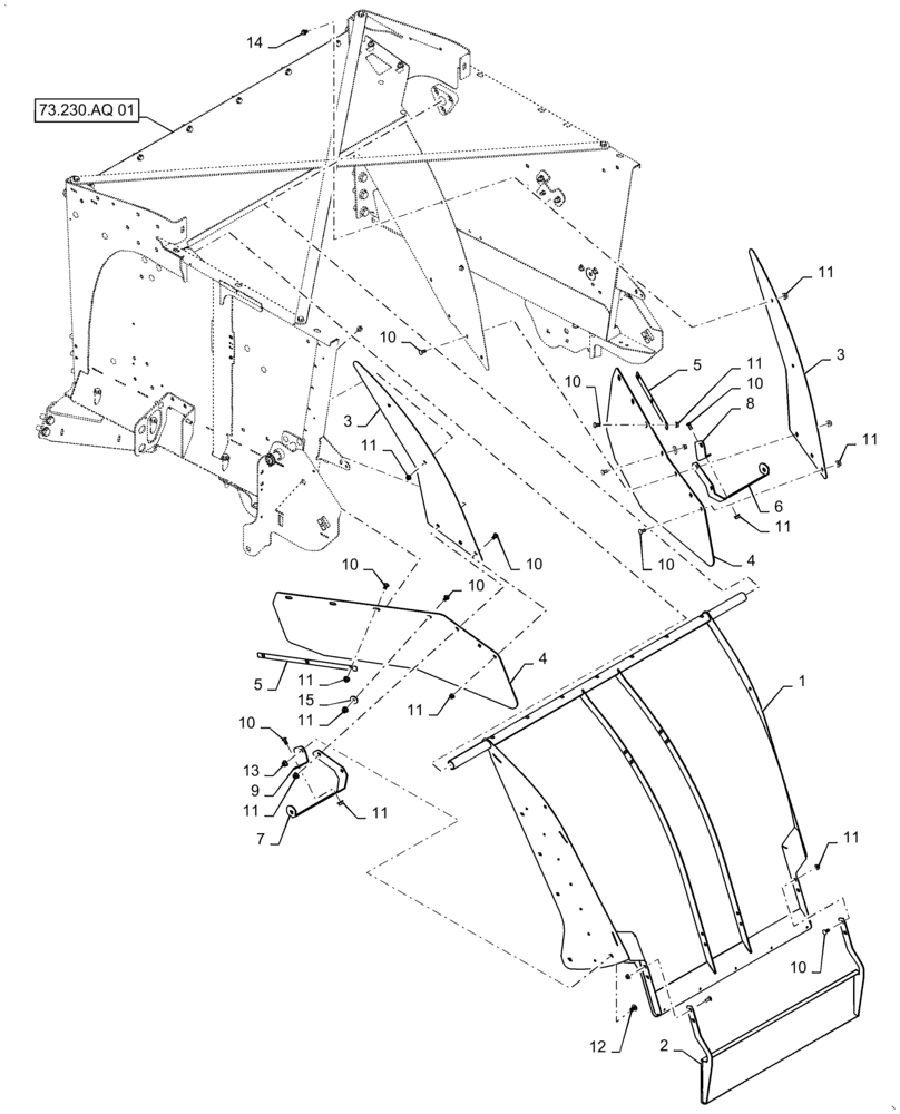 Схема запчастей Case IH 7240 - (73.230.AQ[05]) - VAR - 425488 - STRAW HOOD, FIXED HINGE (73) - RESIDUE HANDLING