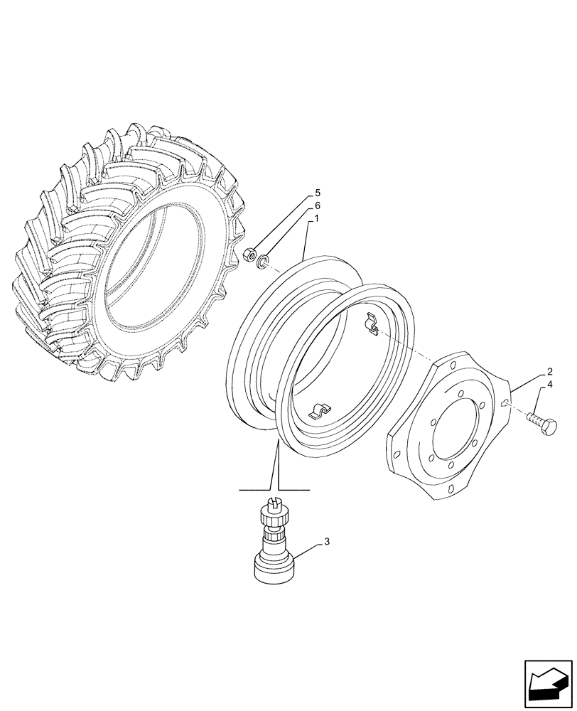 Схема запчастей Case IH FARMALL 85C - (44.511.AE[38]) - VAR - 8826401 - FRONT, WHEEL (W9X20) ISO (44) - WHEELS