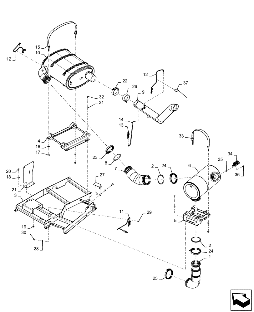 Схема запчастей Case IH PATRIOT 4440 - (10.254.AD[01]) - EXHAUST SYSTEM, BSN YGT044001 (10) - ENGINE