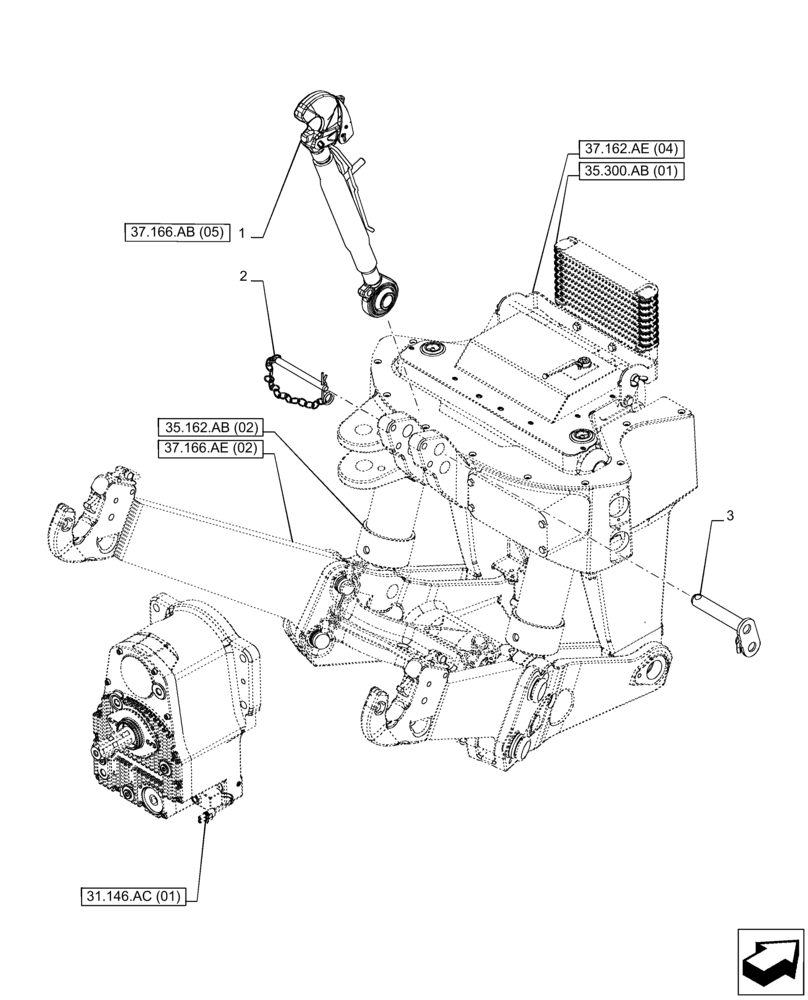 Схема запчастей Case IH PUMA 200 - (37.166.AB[02]) - VAR - 758091 - 3 POINT HITCH, FRONT, W/ PTO, CYLINDER (37) - HITCHES, DRAWBARS & IMPLEMENT COUPLINGS