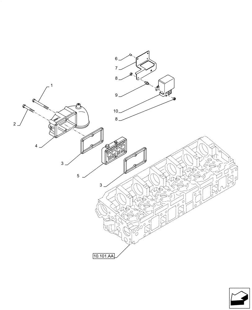 Схема запчастей Case IH F3JFA613D E001 - (10.254.AM) - INLET MANIFOLD (10) - ENGINE