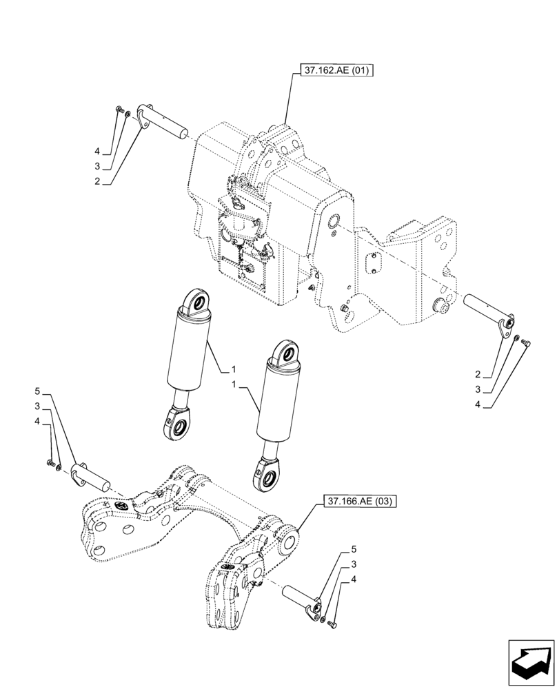 Схема запчастей Case IH PUMA 165 CVT - (35.162.AB[03]) - VAR - 758088, 758089, 758090 - 3 POINT HITCH, FRONT, CYLINDER (35) - HYDRAULIC SYSTEMS