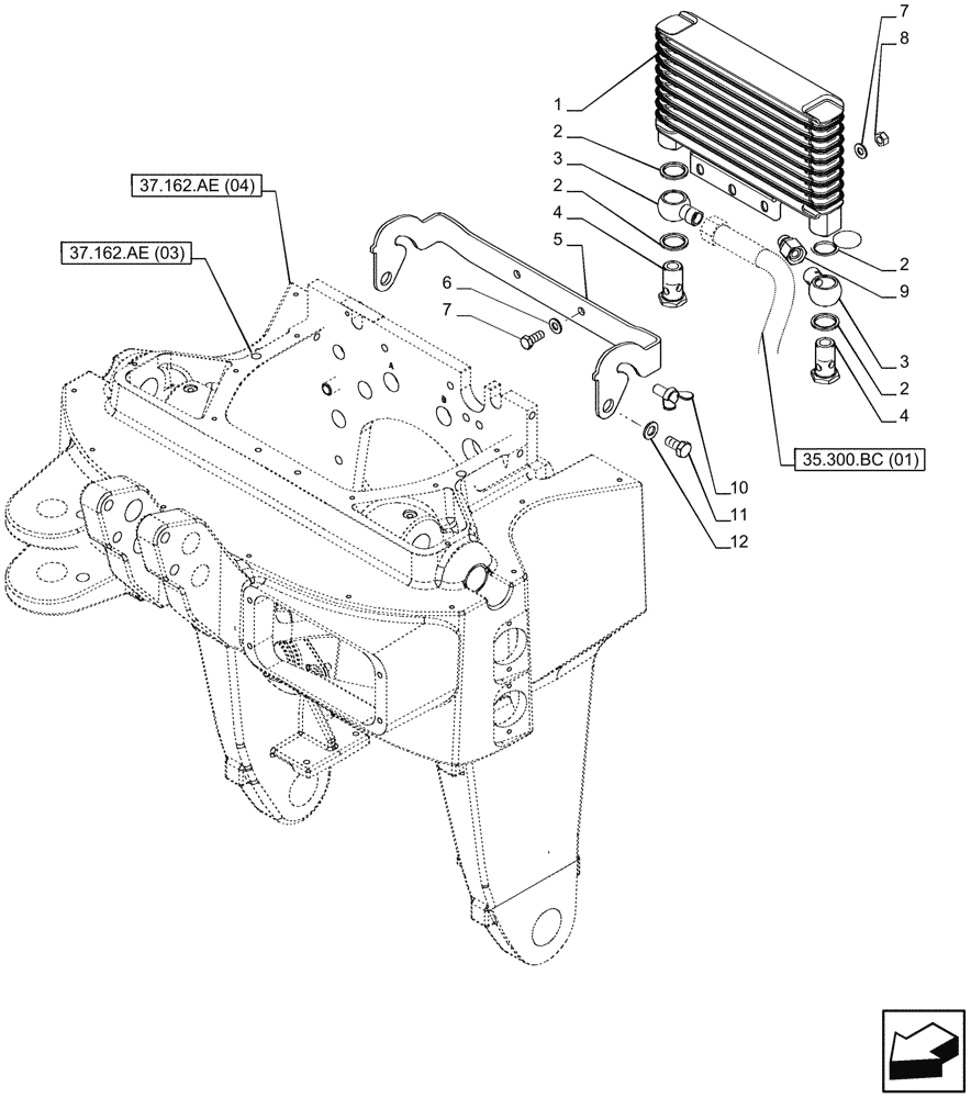 Схема запчастей Case IH PUMA 220 CVT - (35.300.AB[01]) - VAR - 758091 - 3 POINT HITCH, FRONT, OIL COOLER (35) - HYDRAULIC SYSTEMS