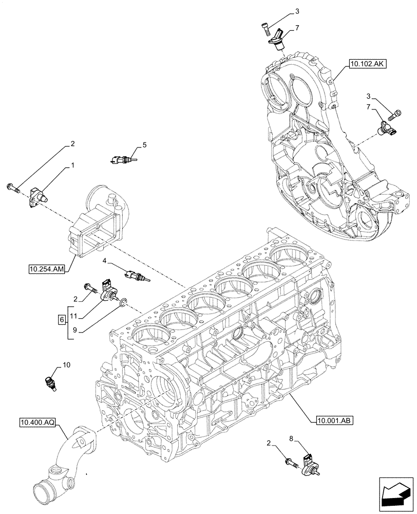 Схема запчастей Case IH F3JFE613A B002 - (55.015.AC) - ENGINE, SENSOR (55) - ELECTRICAL SYSTEMS