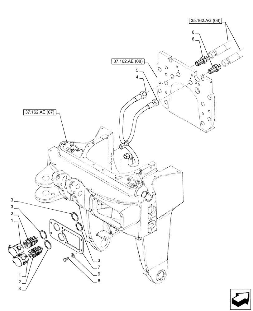 Схема запчастей Case IH PUMA 220 CVT - (35.204.BB[03]) - VAR - 758093 - 3 POINT HITCH, FRONT, COUPLER (35) - HYDRAULIC SYSTEMS