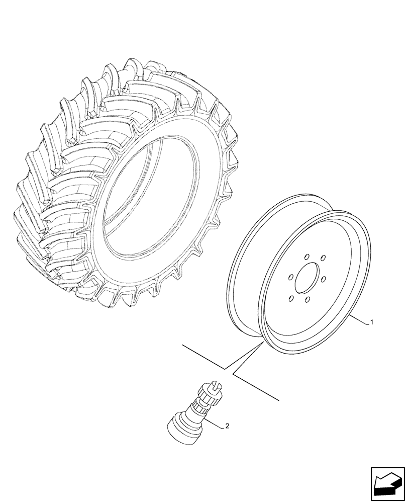 Схема запчастей Case IH FARMALL 105C - (44.511.AE[02]) - VAR - 8111304 - FRONT, WHEEL (W5.5FX16) NA (44) - WHEELS