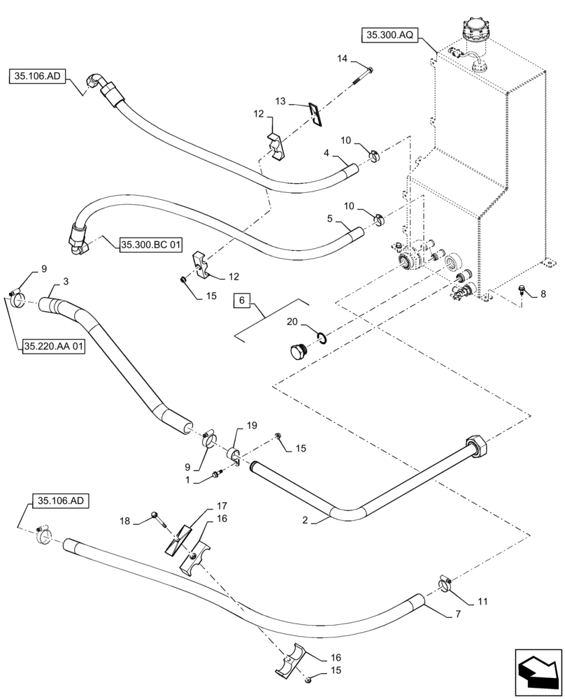 Схема запчастей Case IH 7240 - (35.300.AD[01]) - HYDRAULIC SYSTEM, HYDRAULIC OIL RESERVOIR (35) - HYDRAULIC SYSTEMS