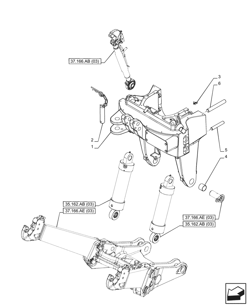 Схема запчастей Case IH PUMA 220 CVT - (37.162.AE[05]) - VAR - 758092 - 3 POINT HITCH, FRONT, W/ COUPLER, SUPPORT (37) - HITCHES, DRAWBARS & IMPLEMENT COUPLINGS