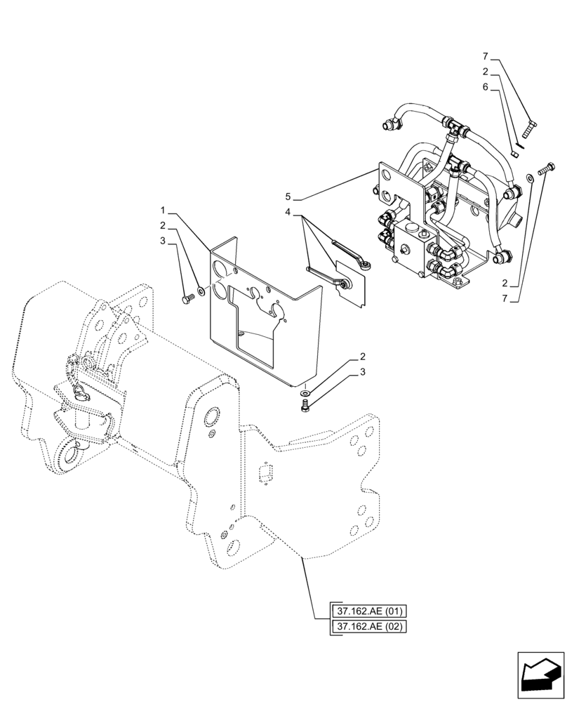 Схема запчастей Case IH PUMA 165 CVT - (35.160.AN) - VAR - 758088, 758089, 758090, 758092 - 3 POINT HITCH, FRONT, VALVE (35) - HYDRAULIC SYSTEMS