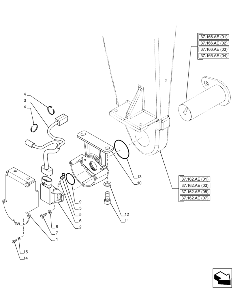 Схема запчастей Case IH PUMA 185 - (55.160.AP[01]) - VAR - 758088, 758089, 758090, 758091, 758092 - 3 POINT HITCH, FRONT, SENSOR (55) - ELECTRICAL SYSTEMS