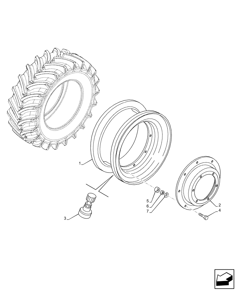 Схема запчастей Case IH FARMALL 105C - (44.511.AE[26]) - VAR - 8269405 - FRONT, WHEEL (W11X20) NA (44) - WHEELS