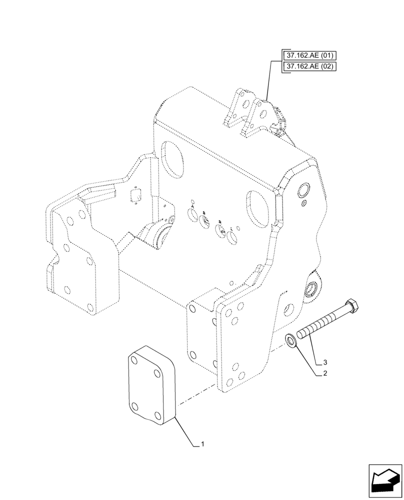 Схема запчастей Case IH PUMA 165 - (37.162.AE[03]) - VAR - 758088, 758089, 758090, 758092 - 3 POINT HITCH, FRONT, SUPPORT (37) - HITCHES, DRAWBARS & IMPLEMENT COUPLINGS