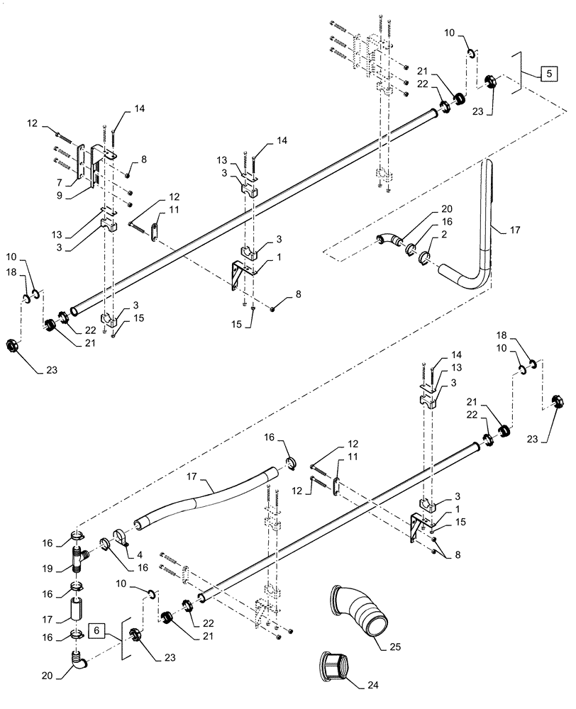 Схема запчастей Case IH PATRIOT 4440 - (78.110.AE[14]) - SPRAYBAR, 120, 7 SECTION, 20" SPACING, LH OUTER AND BREAKAWAY, BOLTED SPRAYBAR MOUNTS (78) - SPRAYING