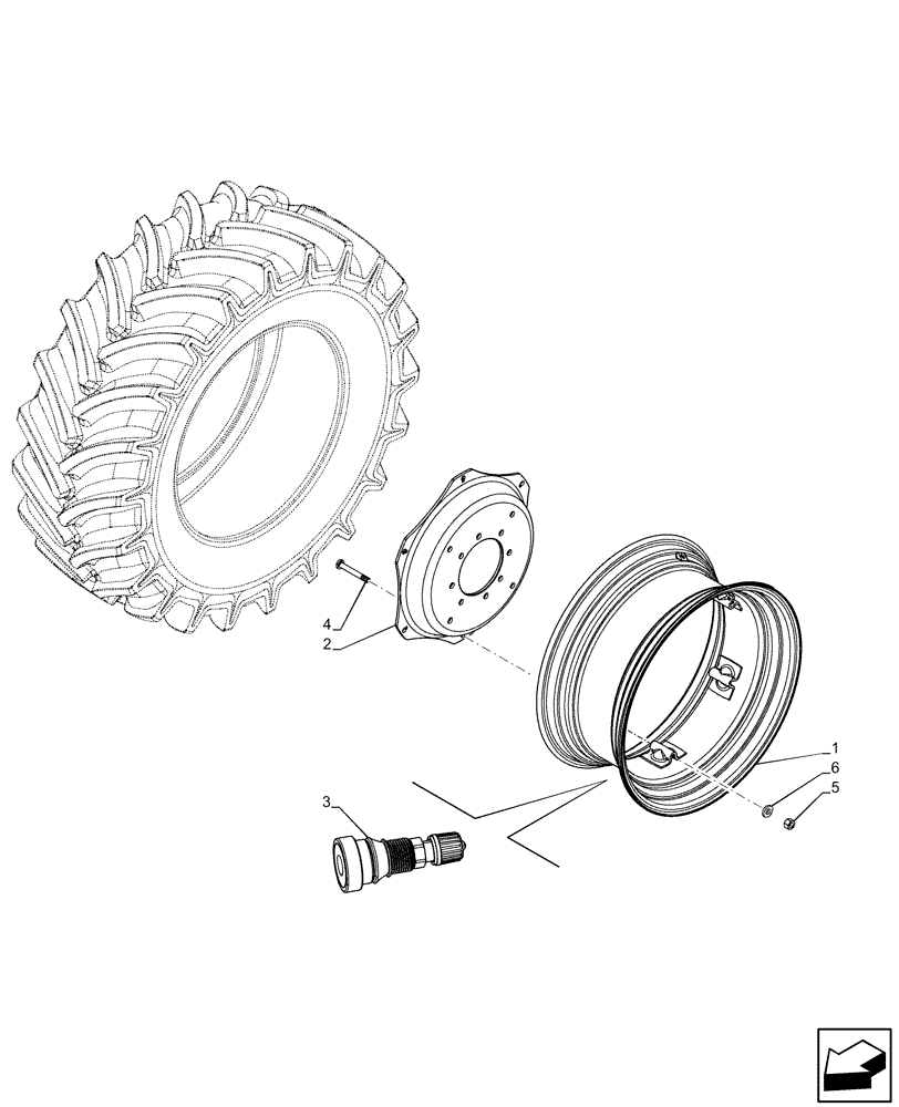 Схема запчастей Case IH FARMALL 85C - (44.520.AB[04]) - VAR - 8320704 - REAR, WHEEL (W14L-24) (44) - WHEELS