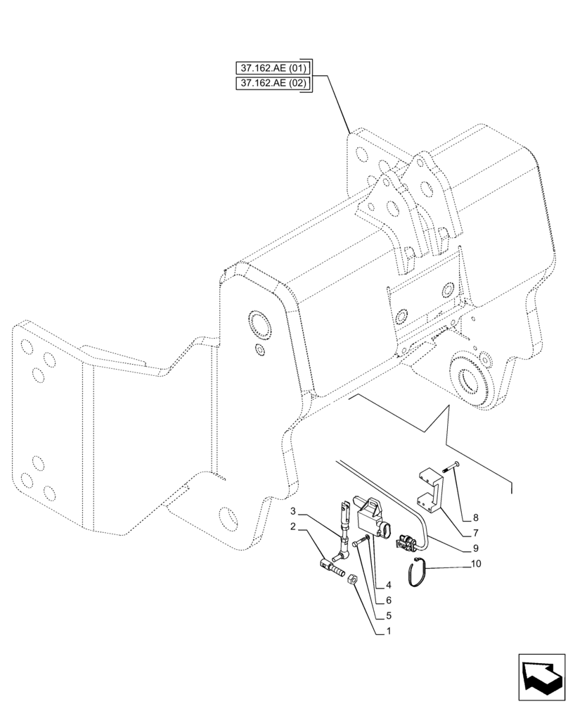 Схема запчастей Case IH PUMA 150 CVT - (55.160.AP) - VAR - 758088, 758089, 758090, 758092 - 3 POINT HITCH, FRONT, SENSOR (55) - ELECTRICAL SYSTEMS