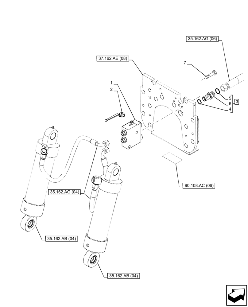 Схема запчастей Case IH PUMA 185 - (35.160.AF[04]) - VAR - 758093 - 3 POINT HITCH, FRONT, W/ PTO, VALVE (35) - HYDRAULIC SYSTEMS