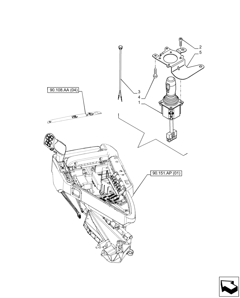 Схема запчастей Case IH PUMA 220 CVT - (55.512.CL[05]) - VAR - 758070 - JOYSTICK (55) - ELECTRICAL SYSTEMS