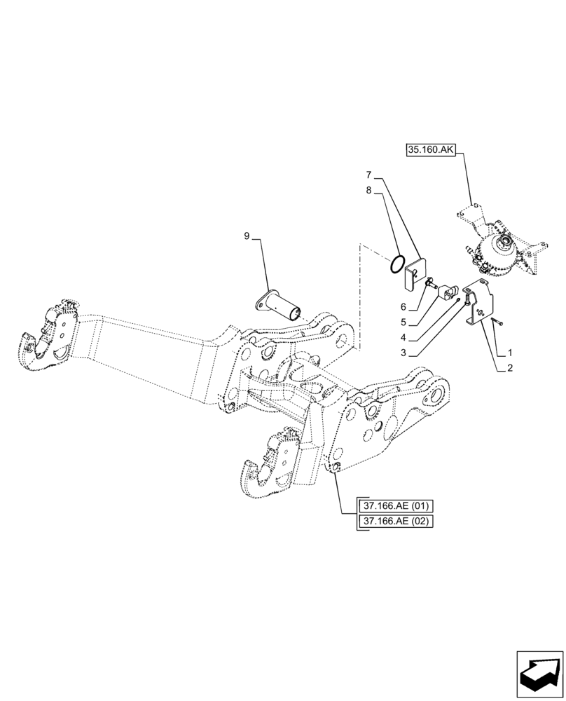 Схема запчастей Case IH PUMA 165 CVT - (55.130.AT) - VAR - 758088, 758089, 758090, 758091, 758092, 758093 - 3 POINT HITCH, FRONT, POTENTIOMETER (55) - ELECTRICAL SYSTEMS