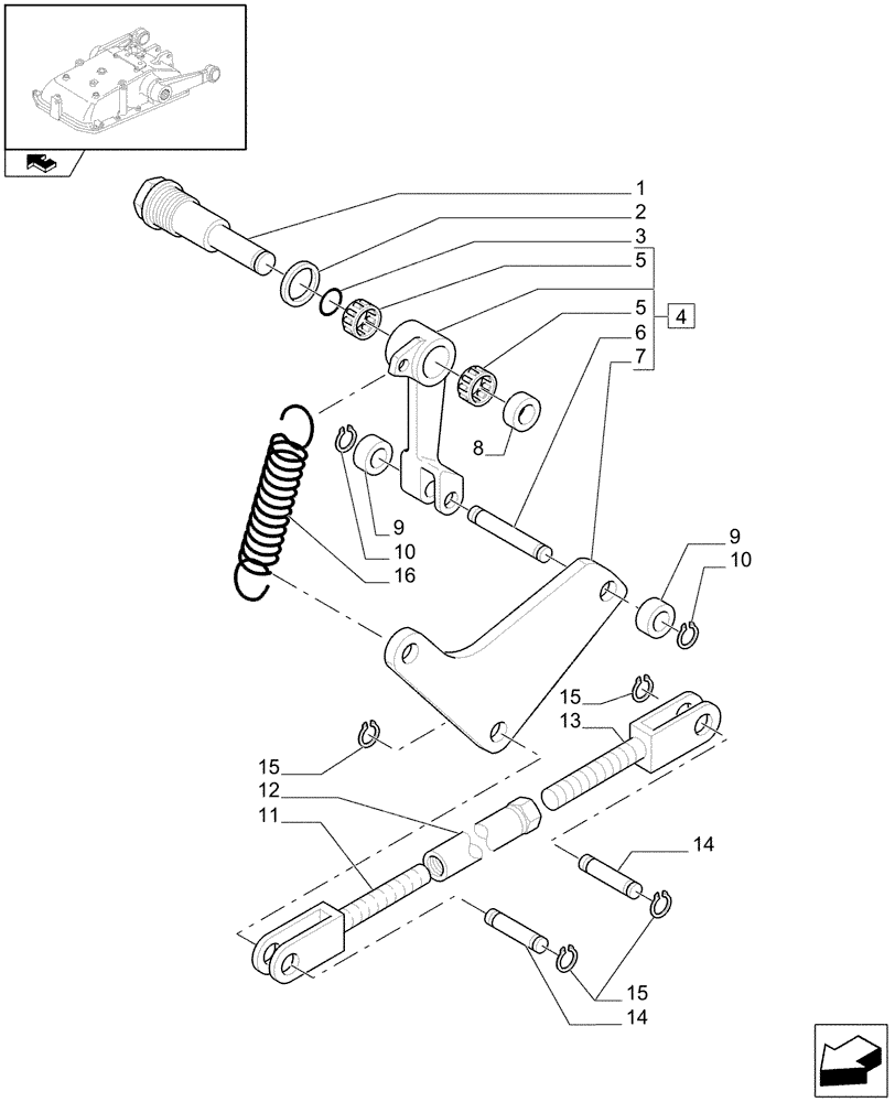 Схема запчастей Case IH FARMALL 75N - (1.82.5/02[04]) - HYDRAULIC LIFT OUTER AND INNER CONTROLS (VAR.334565-334578 / 744833) (07) - HYDRAULIC SYSTEM