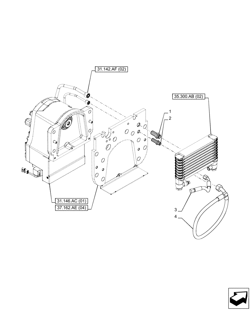 Схема запчастей Case IH PUMA 185 CVT - (35.300.BC[02]) - VAR - 758093 - 3 POINT HITCH, FRONT, OIL COOLER LINE (35) - HYDRAULIC SYSTEMS