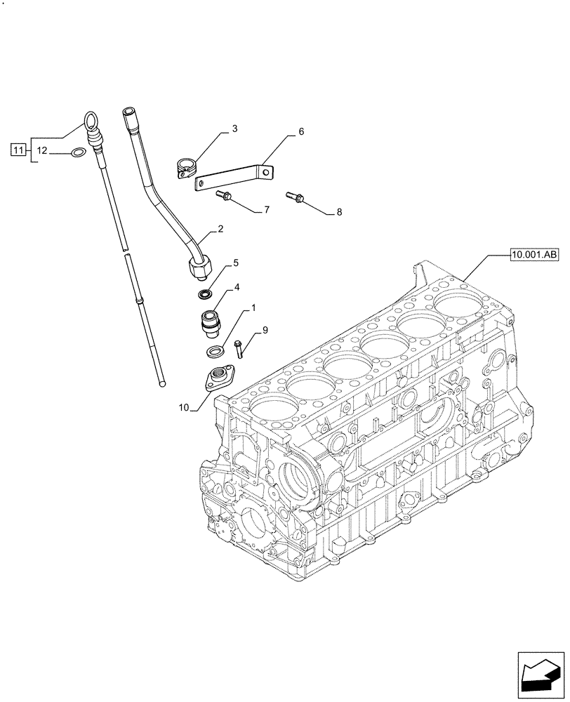 Схема запчастей Case IH F3JFA613D E001 - (10.304.AJ) - ENGINE OIL, DIPSTICK (10) - ENGINE