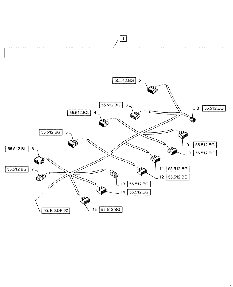 Схема запчастей Case IH WD1204 - (55.100.DP[01]) - WIRE HARNESS & CONNECTOR, DRAPER, CD4 (55) - ELECTRICAL SYSTEMS