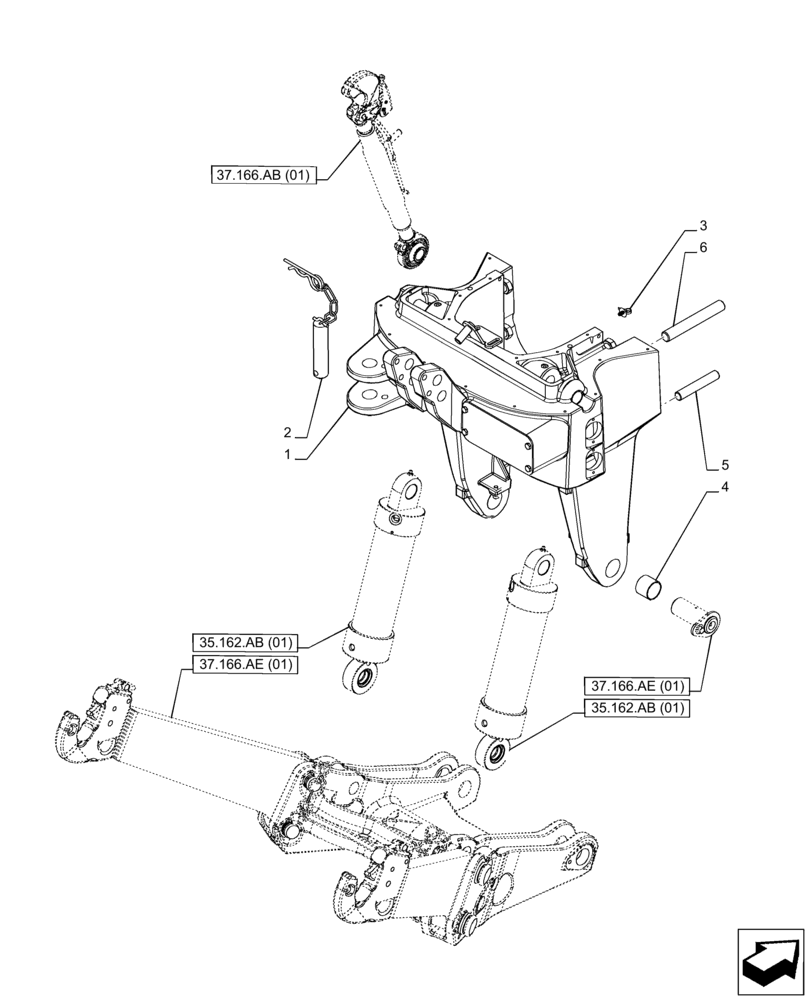 Схема запчастей Case IH PUMA 240 CVT - (37.162.AE[01]) - VAR - 758088, 758089, 758090 - 3 POINT HITCH, FRONT, SUPPORT (37) - HITCHES, DRAWBARS & IMPLEMENT COUPLINGS