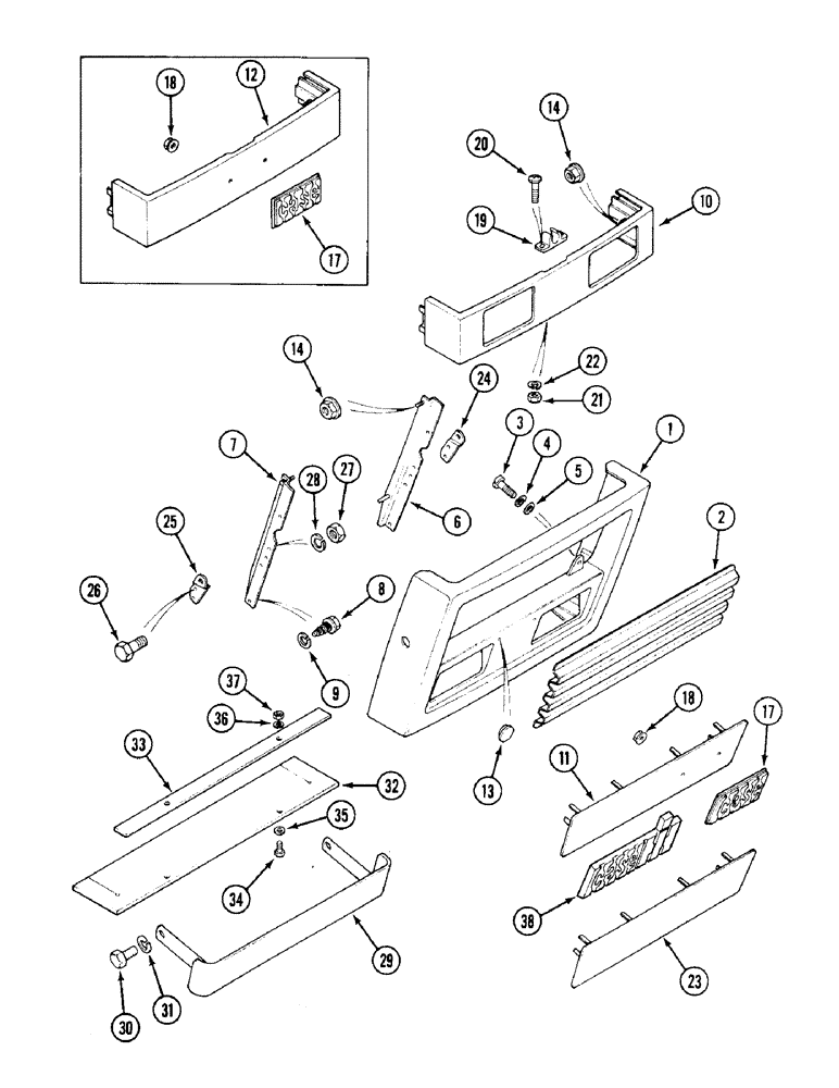 Схема запчастей Case IH 1394 - (9-412) - ENGINE FRONT HOOD (09) - CHASSIS/ATTACHMENTS