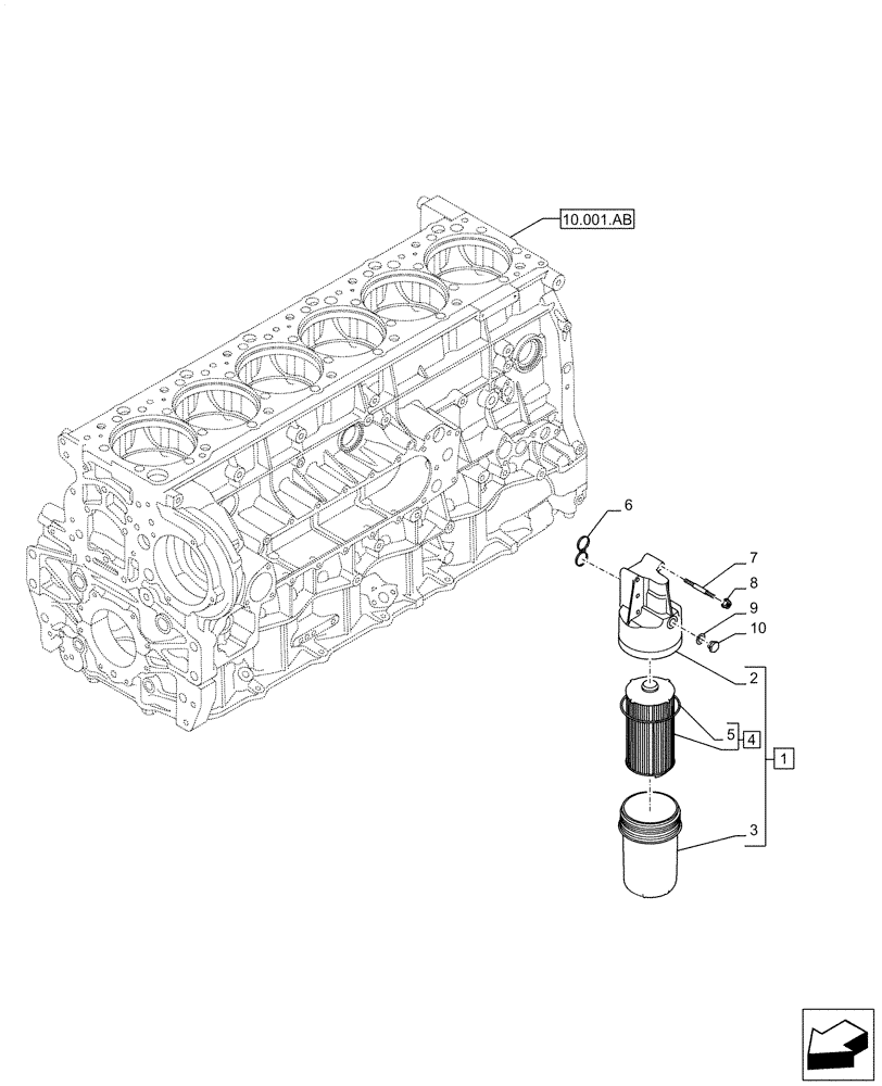 Схема запчастей Case IH F3JFA613D E001 - (10.304.AE) - ENGINE OIL FILTER (10) - ENGINE