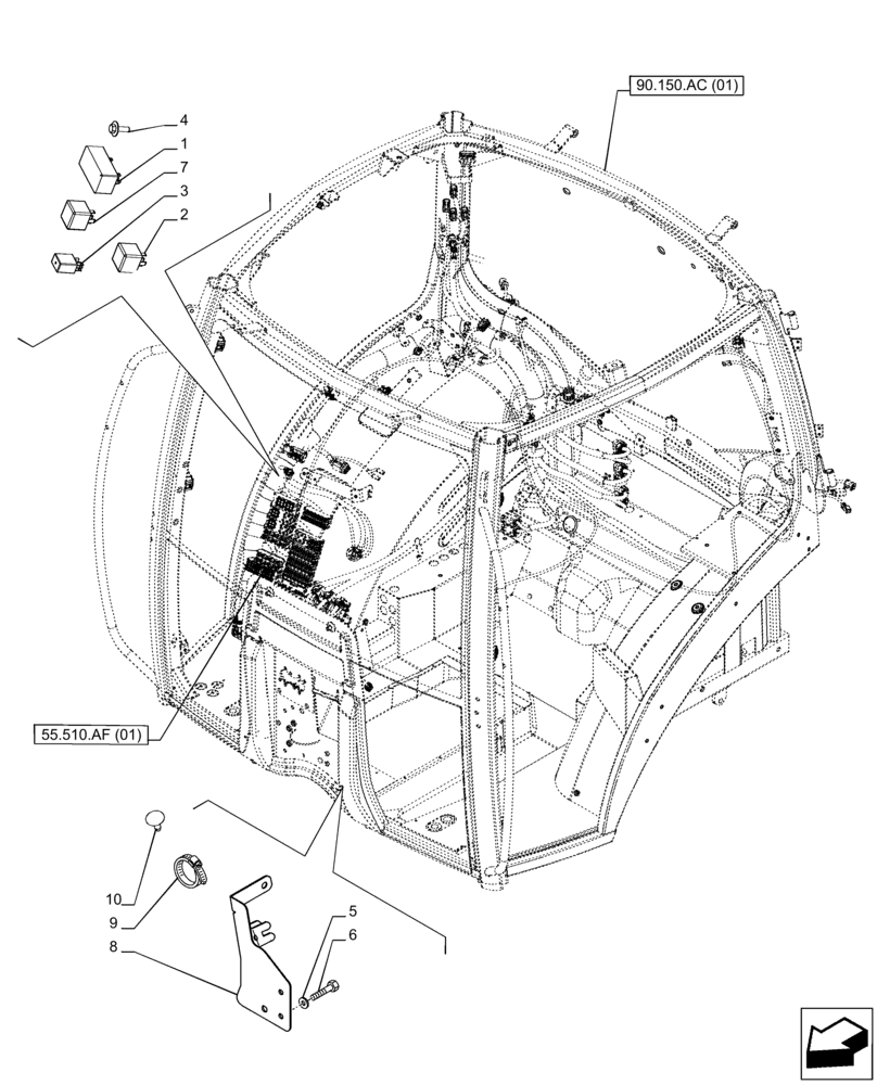 Схема запчастей Case IH PUMA 240 CVT - (55.100.DO[03]) - VAR - 332722, 332723, 337435, 337467, 337468, 337469, 391231, 392114, 392115, 758270, 758272, 758273 - RELAY (55) - ELECTRICAL SYSTEMS