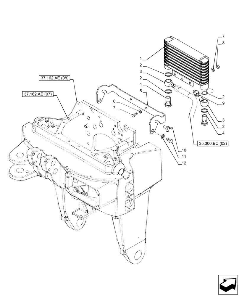 Схема запчастей Case IH PUMA 220 CVT - (35.300.AB[02]) - VAR - 758093 - 3 POINT HITCH, FRONT, OIL COOLER (35) - HYDRAULIC SYSTEMS