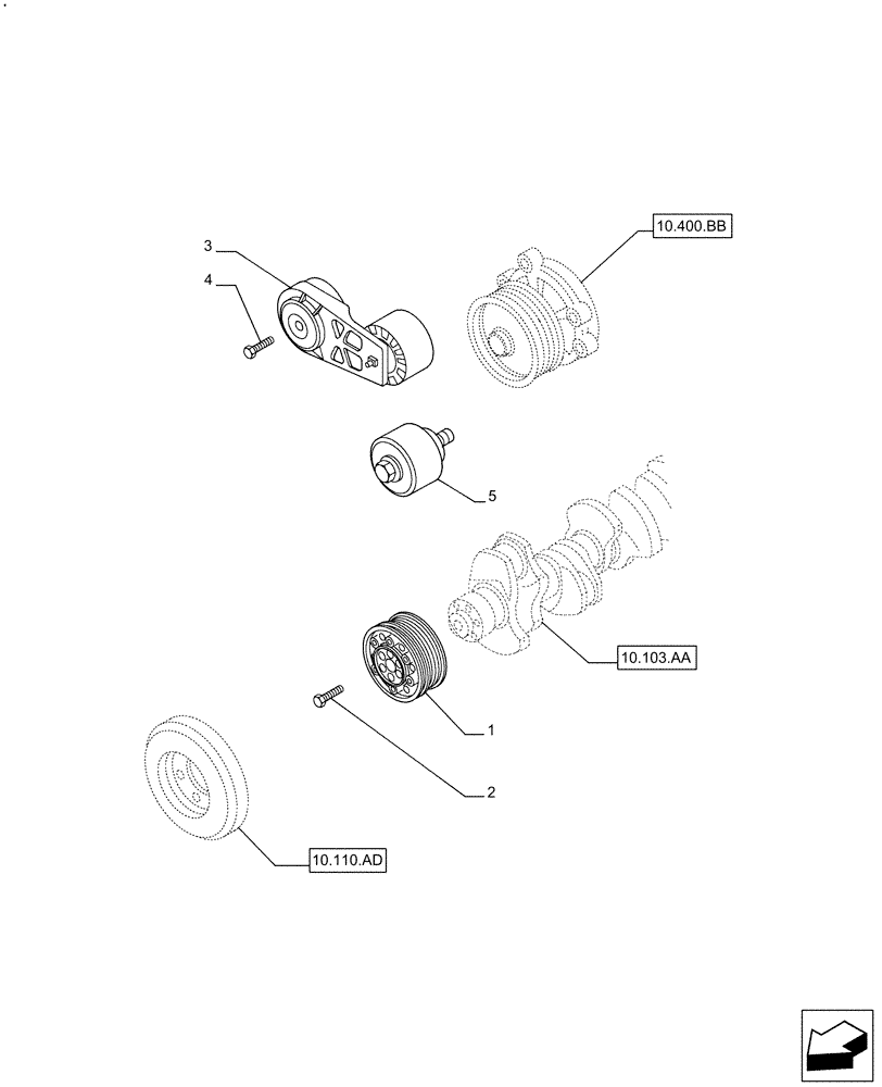 Схема запчастей Case IH F3JFA613D E001 - (10.103.AG) - CRANKSHAFT PULLEY (10) - ENGINE