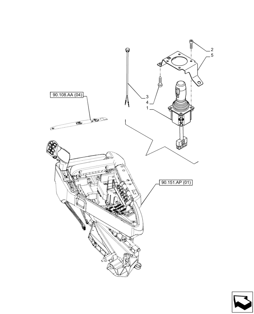 Схема запчастей Case IH PUMA 220 - (55.512.CL[03]) - VAR - 758070 - JOYSTICK, ROCKER (55) - ELECTRICAL SYSTEMS