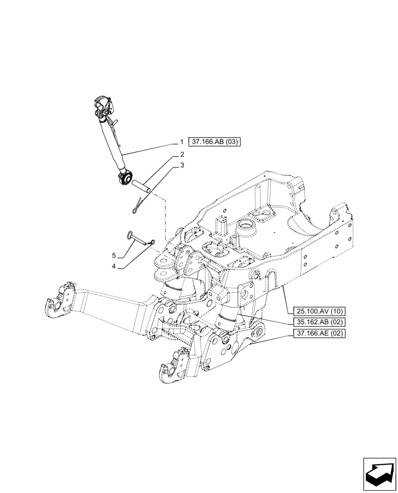 Схема запчастей Case IH PUMA 150 CVT - (37.166.AB[02]) - VAR - 758088, 758089, 758090, 758091, 758092, 758093 - 3 POINT HITCH, FRONT, TOP LINK (37) - HITCHES, DRAWBARS & IMPLEMENT COUPLINGS