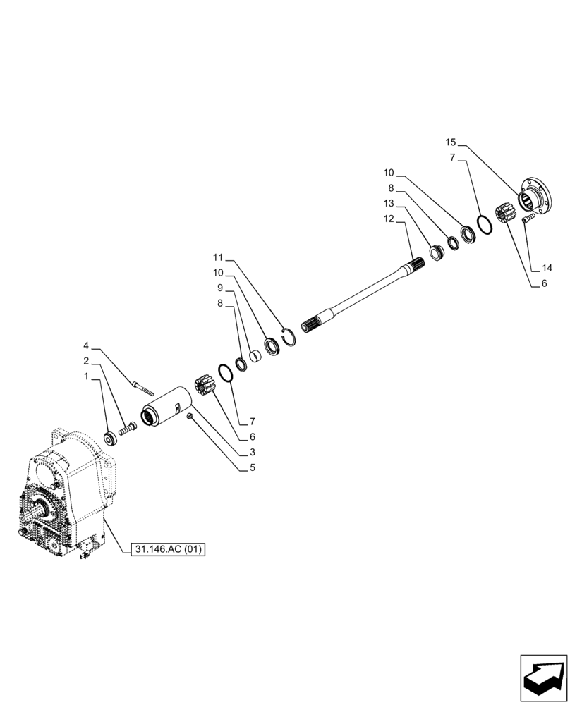 Схема запчастей Case IH PUMA 200 CVT - (31.146.AA[01]) - VAR - 758091, 758093 - 3 POINT HITCH, FRONT, W/ PTO, PTO, DRIVE SHAFT (31) - IMPLEMENT POWER TAKE OFF