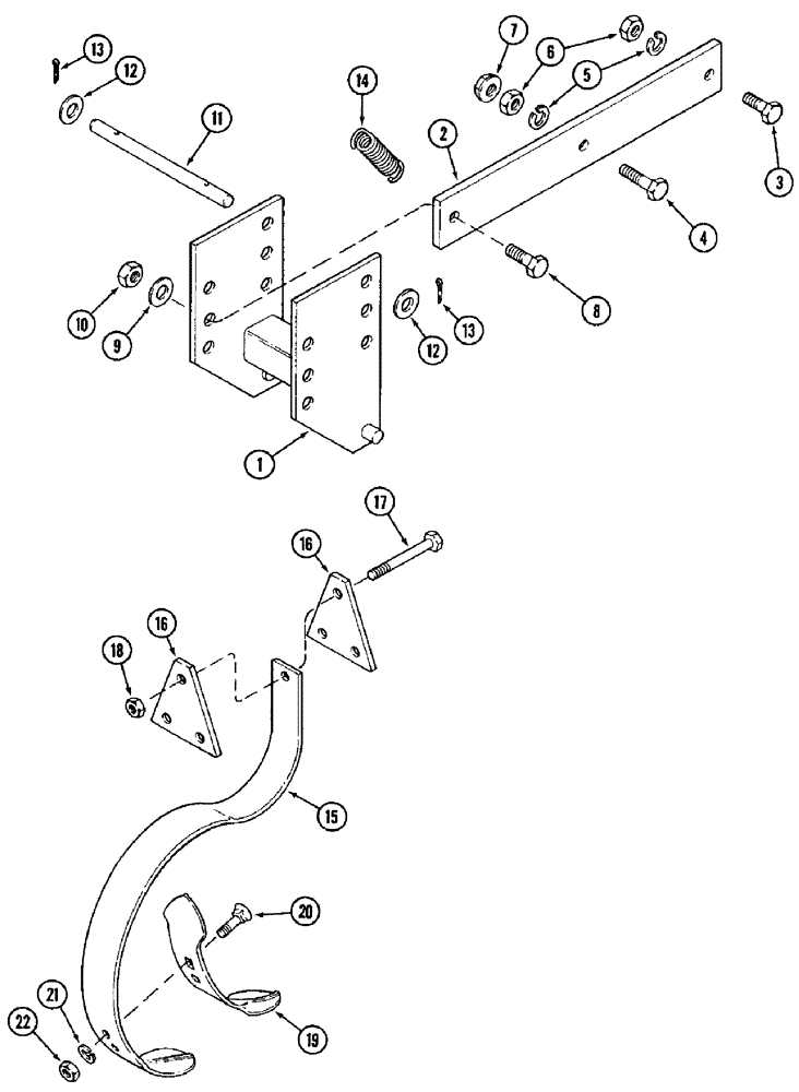 Схема запчастей Case IH 3950 - (9-23) - CENTER TOOTH MOUNTING, SPRING TOOTH (09) - CHASSIS/ATTACHMENTS