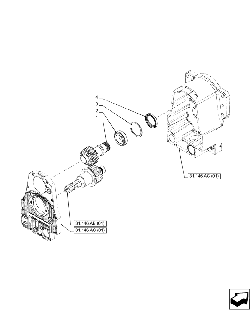 Схема запчастей Case IH PUMA 185 CVT - (31.146.AT[01]) - VAR - 758091, 758093 - 3 POINT HITCH, FRONT, W/ PTO, PTO, GEARBOX (31) - IMPLEMENT POWER TAKE OFF