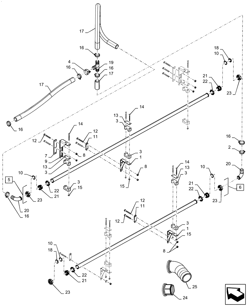 Схема запчастей Case IH PATRIOT 4440 - (78.110.AE[20]) - SPRAYBAR, 120, 7 SECTION, 20" SPACING, RH OUTER AND BREAKAWAY, BOLTED SPRAYBAR MOUNTS BSN YGT042519 (78) - SPRAYING