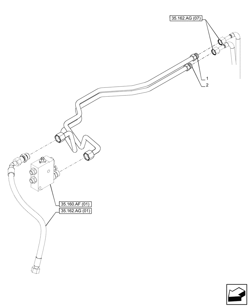 Схема запчастей Case IH PUMA 185 CVT - (35.162.AG[05]) - VAR - 758088 - 3 POINT HITCH, FRONT, CYLINDER, LINE (35) - HYDRAULIC SYSTEMS