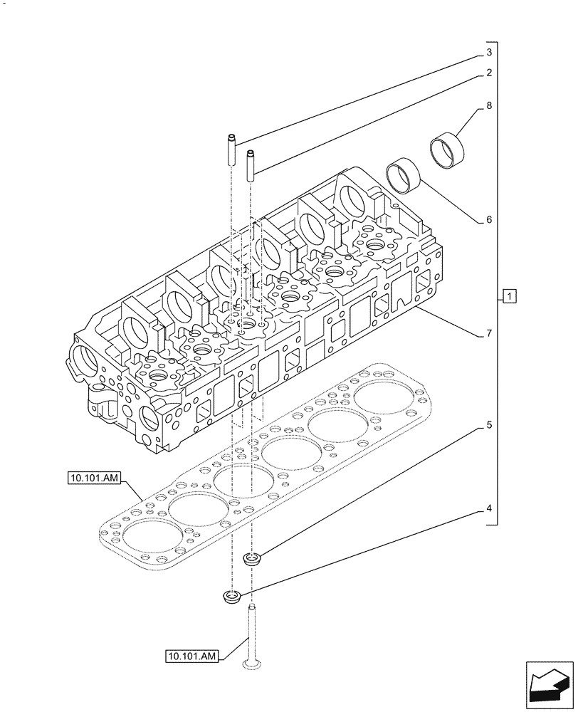 Схема запчастей Case IH F3JFE613A B002 - (10.101.AA) - CYLINDER HEAD (10) - ENGINE