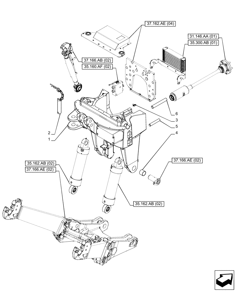 Схема запчастей Case IH PUMA 240 CVT - (37.162.AE[03]) - VAR - 758091 - 3 POINT HITCH, FRONT, W/ PTO, SUPPORT (37) - HITCHES, DRAWBARS & IMPLEMENT COUPLINGS