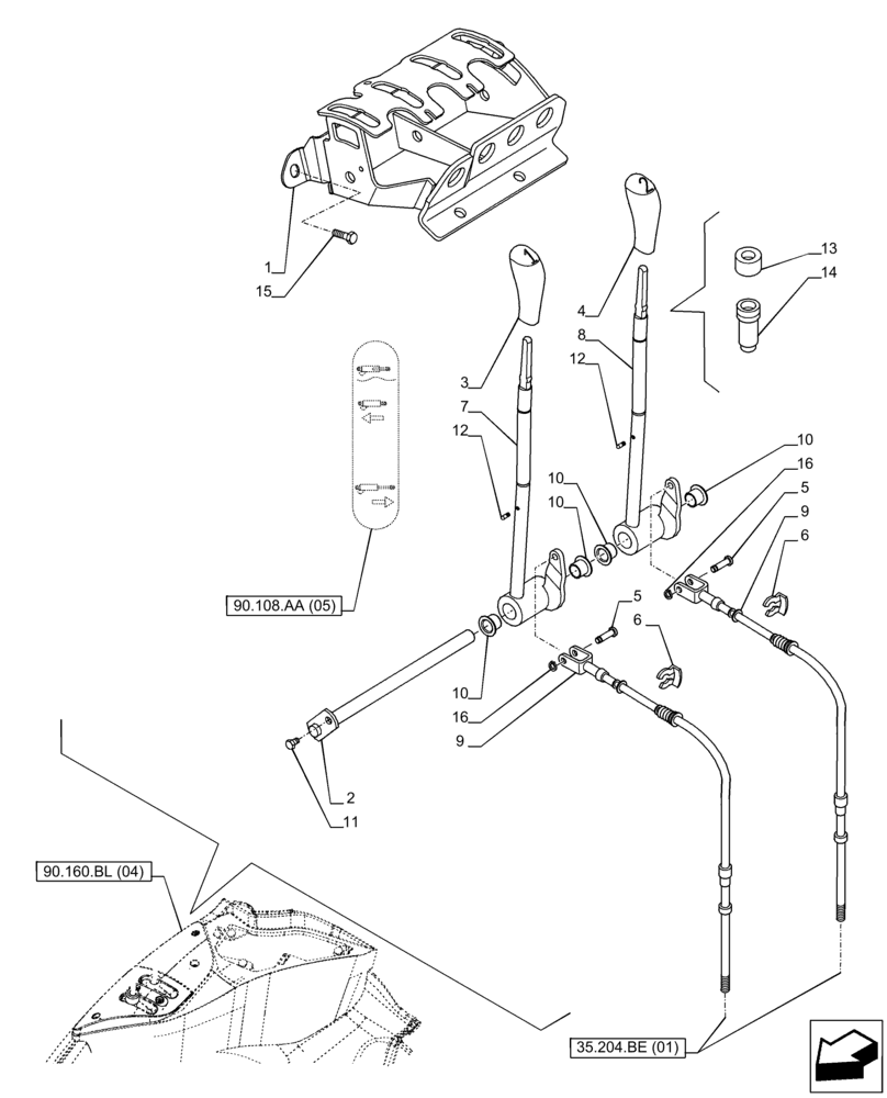 Схема запчастей Case IH PUMA 165 - (35.204.BL[01]) - VAR - 391163 - 2 REMOTE CONTROL VALVE, CONTROL LEVER (35) - HYDRAULIC SYSTEMS