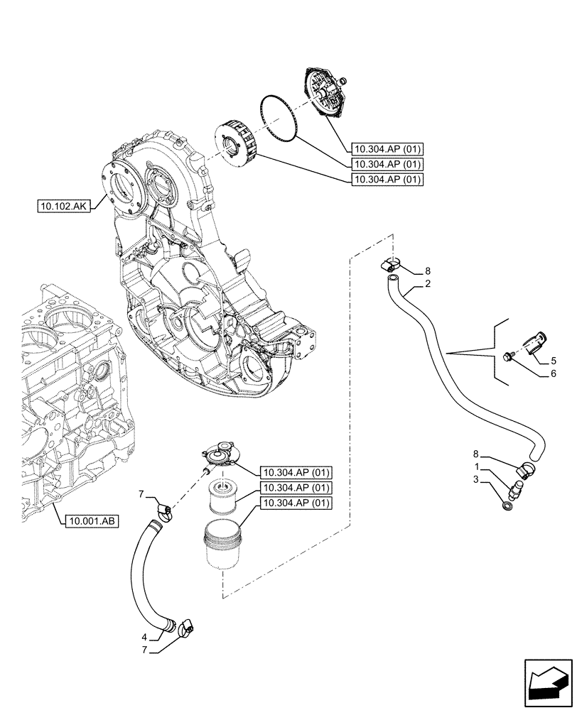 Схема запчастей Case IH F3JFA613D E001 - (10.304.AP) - BREATHER (10) - ENGINE