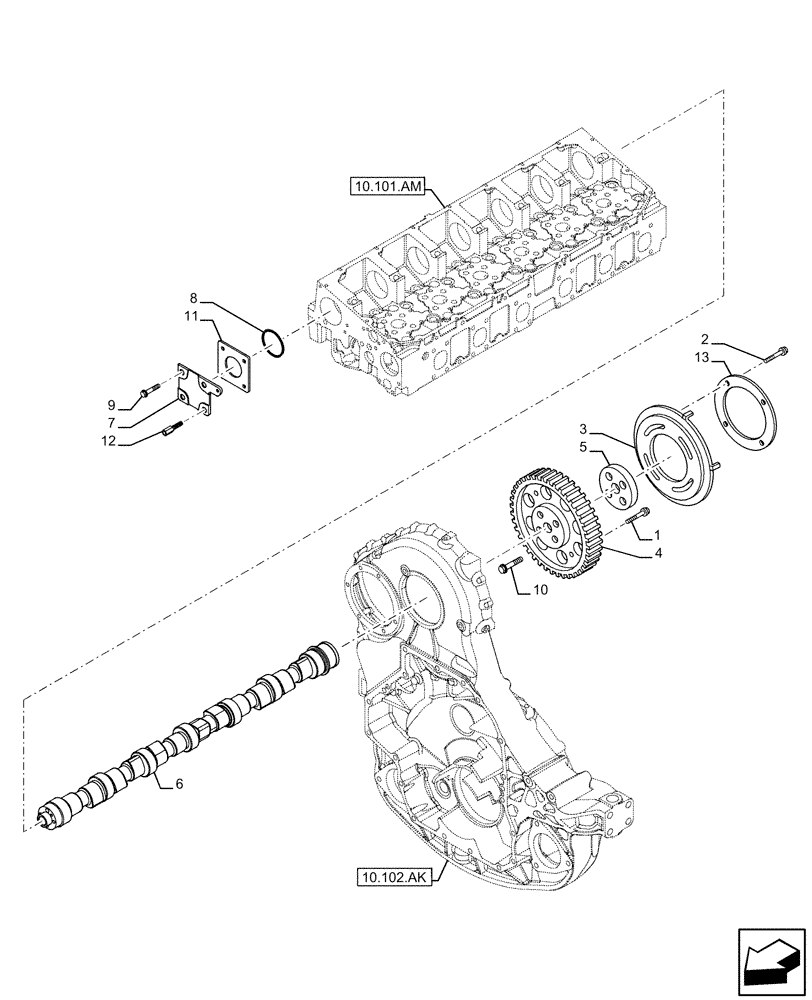 Схема запчастей Case IH F3HFE613H B007 - (10.106.AA) - CAMSHAFT (10) - ENGINE