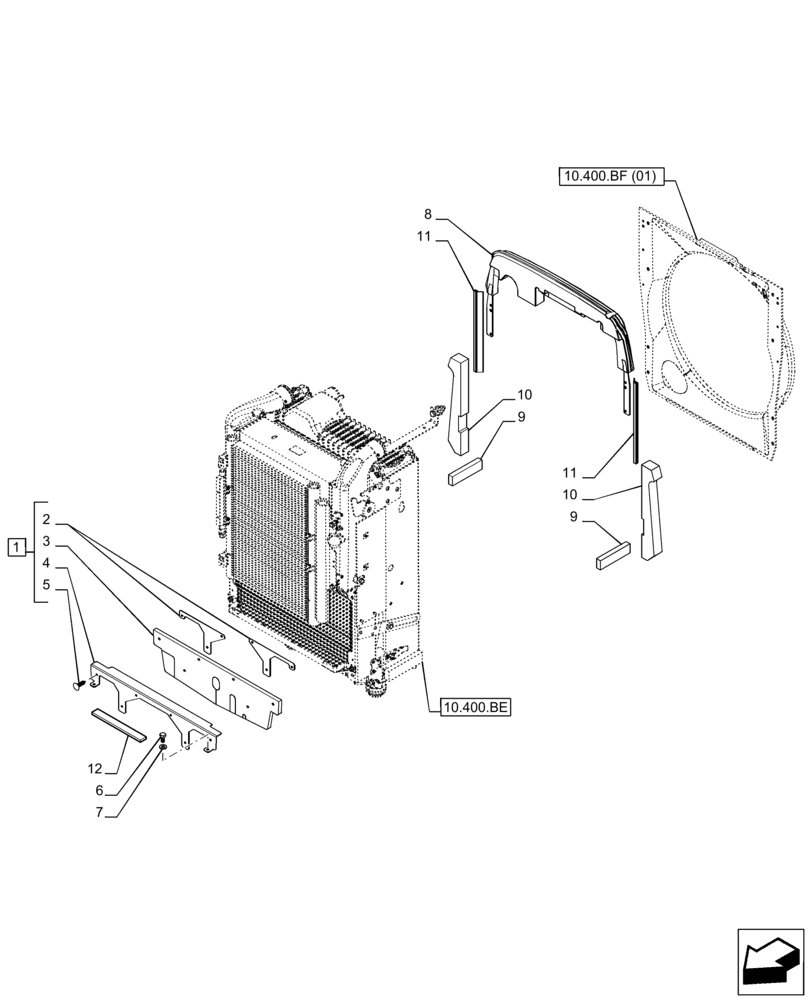 Схема запчастей Case IH PUMA 185 - (10.400.BF[10]) - VAR - 758092 - RADIATOR, SEAL (10) - ENGINE