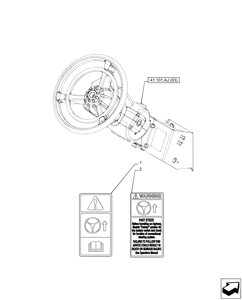 Схема запчастей Case IH PUMA 240 CVT - (90.108.AC[07]) - VAR - 758267, 758271, 758275, 758278 - DECAL, STEERING (90) - PLATFORM, CAB, BODYWORK AND DECALS