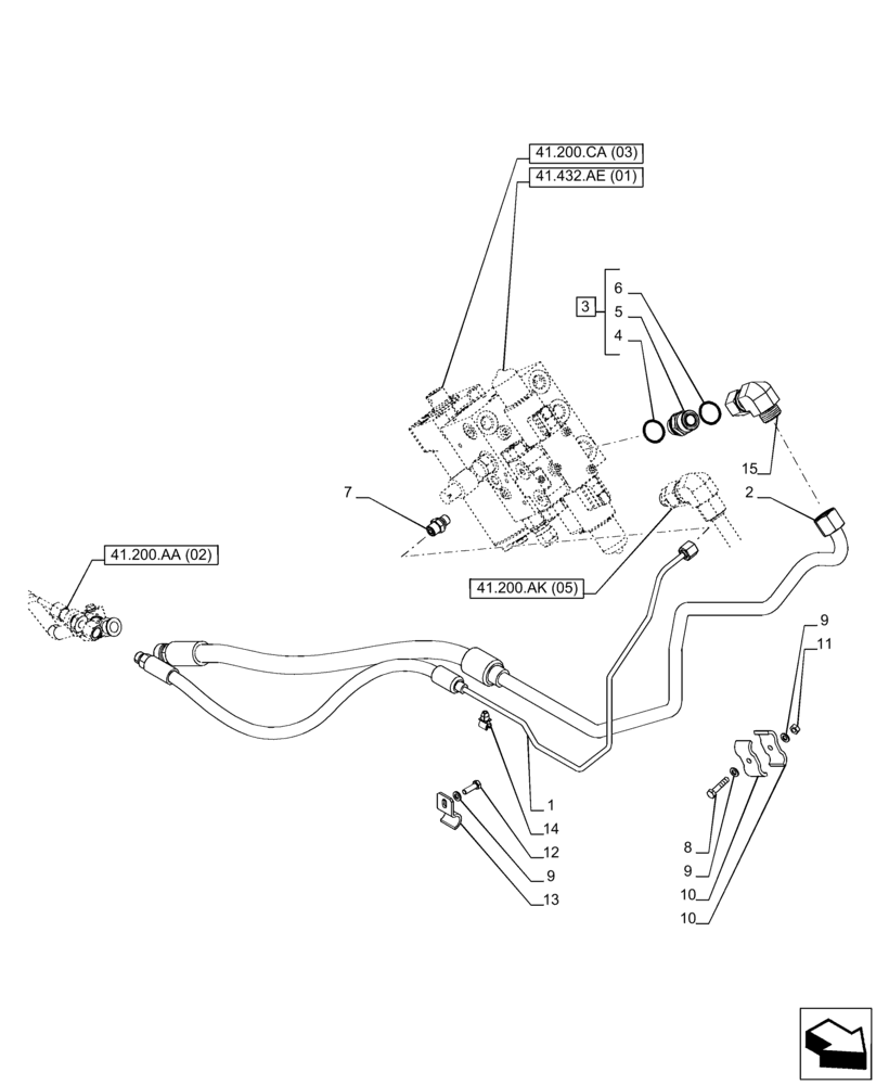 Схема запчастей Case IH PUMA 150 - (41.200.AA[07]) - VAR - 758268, 758269, 758272, 758273 - STEERING VALVE, LINE, AUTOGUIDANCE SYSTEM, POWERSHIFT (41) - STEERING