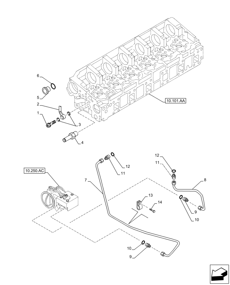 Схема запчастей Case IH F3GFE613A B001 - (10.400.AE) - COOLANT HEATING LINES (10) - ENGINE