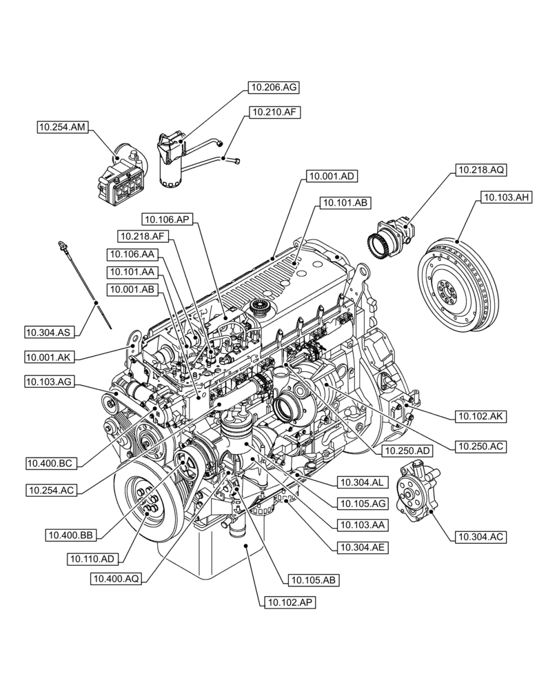 Схема запчастей Case IH F3GFE613A B001 - (00.000.10) - PICTORIAL INDEX - ENGINE (00) - GENERAL & PICTORIAL INDEX